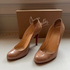 CHRISTIAN LOUBOUTIN - RON RON 100 PATENT NUDE HEELS - GENUINE, AUTHENTIC - SIZE